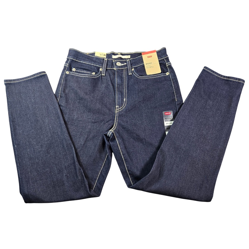 Levi's Wedgie High Rise Straight Leg Jeans Indigo Blue Women's Size 27x28 NEW